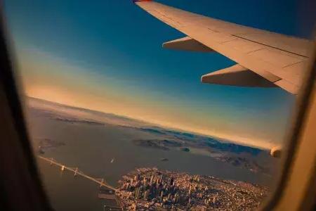 View of San Francisco out of an airplane